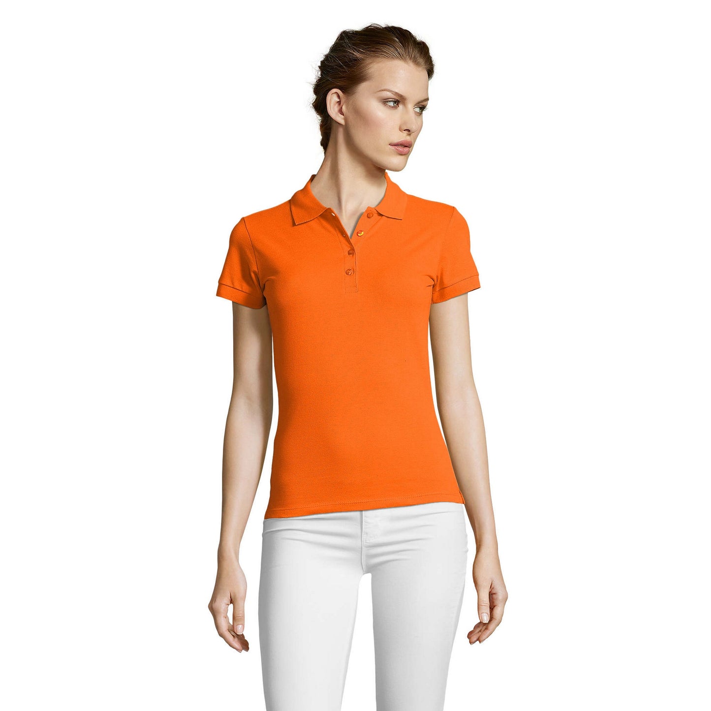 Orange - Back - SOLS Womens-Ladies People Pique Short-Sleeved Polo Shirt