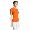 Orange - Side - SOLS Womens-Ladies People Pique Short Sleeve Cotton Polo Shirt