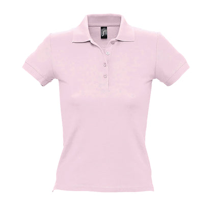 Pale Pink - Front - SOLS Womens-Ladies People Pique Short-Sleeved Polo Shirt