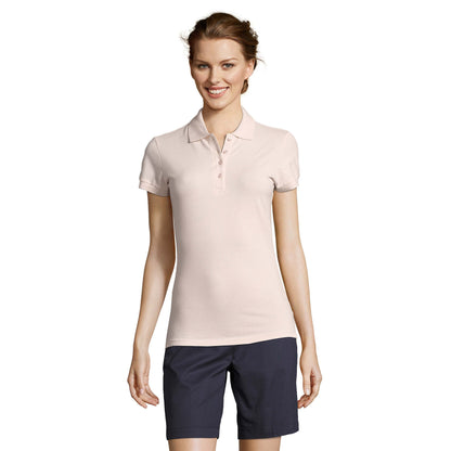 Pale Pink - Back - SOLS Womens-Ladies People Pique Short-Sleeved Polo Shirt
