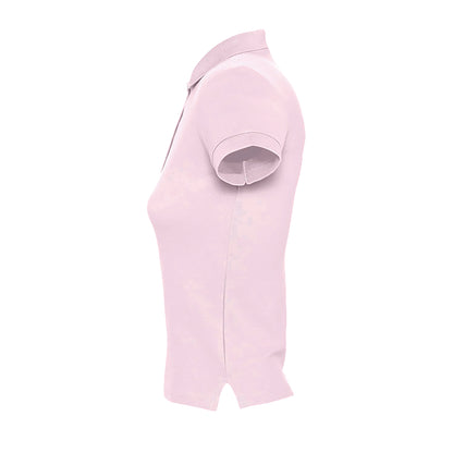 Pale Pink - Close up - SOLS Womens-Ladies People Pique Short-Sleeved Polo Shirt