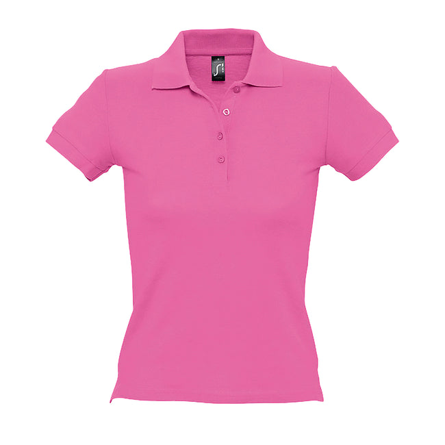 Orchid Pink - Front - SOLS Womens-Ladies People Pique Short Sleeve Cotton Polo Shirt