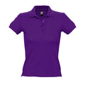 Dark Purple - Front - SOLS Womens-Ladies People Pique Short Sleeve Cotton Polo Shirt