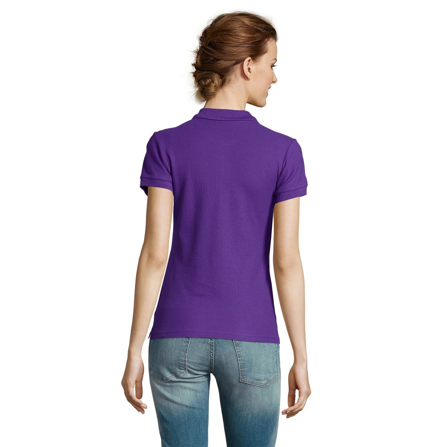 Dark Purple - Lifestyle - SOLS Womens-Ladies People Pique Short-Sleeved Polo Shirt