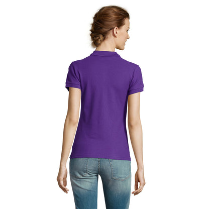 Dark Purple - Lifestyle - SOLS Womens-Ladies People Pique Short-Sleeved Polo Shirt