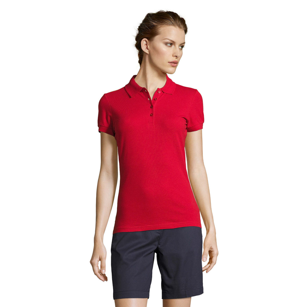 Red - Back - SOLS Womens-Ladies People Pique Short-Sleeved Polo Shirt