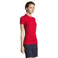 Red - Side - SOLS Womens-Ladies People Pique Short Sleeve Cotton Polo Shirt