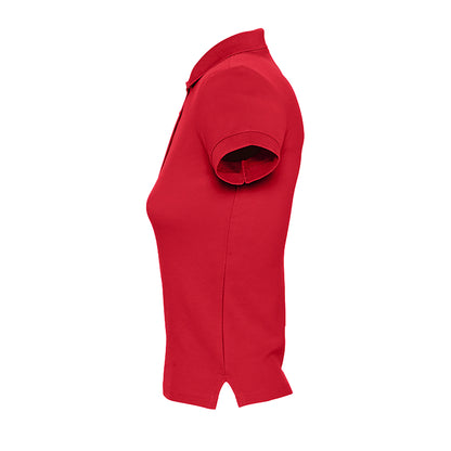 Red - Close up - SOLS Womens-Ladies People Pique Short-Sleeved Polo Shirt