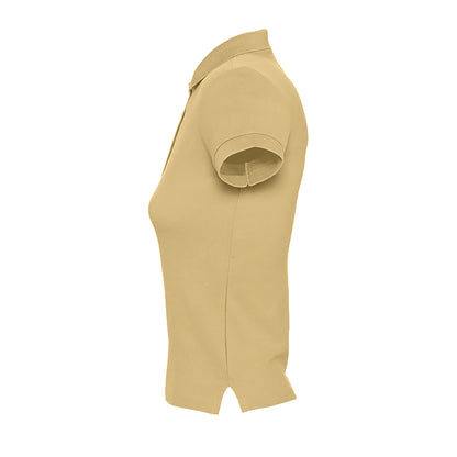 Sand - Close up - SOLS Womens-Ladies People Pique Short-Sleeved Polo Shirt