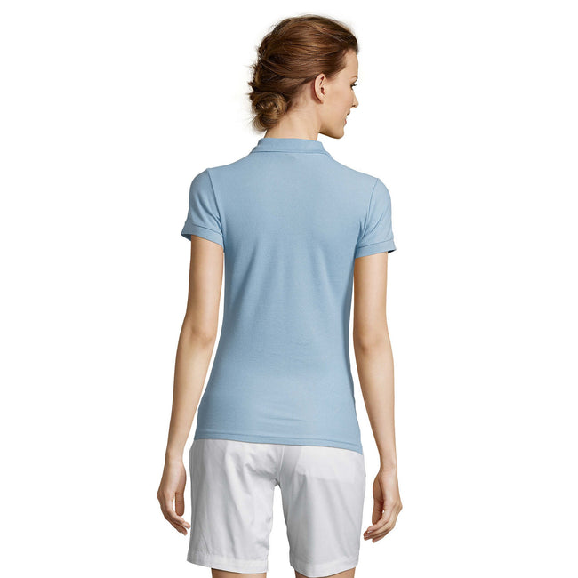 Sky Blue - Lifestyle - SOLS Womens-Ladies People Pique Short Sleeve Cotton Polo Shirt