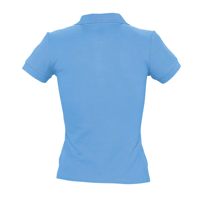 Sky Blue - Pack Shot - SOLS Womens-Ladies People Pique Short-Sleeved Polo Shirt