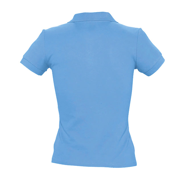 Sky Blue - Pack Shot - SOLS Womens-Ladies People Pique Short Sleeve Cotton Polo Shirt