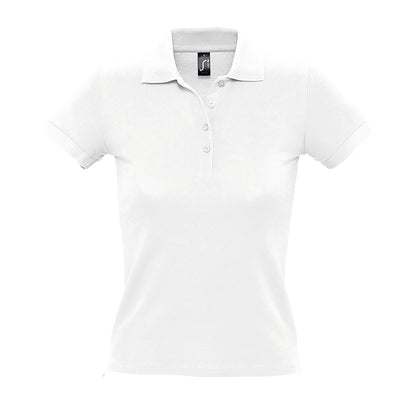 White - Front - SOLS Womens-Ladies People Pique Short-Sleeved Polo Shirt