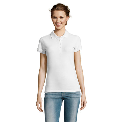 White - Back - SOLS Womens-Ladies People Pique Short-Sleeved Polo Shirt