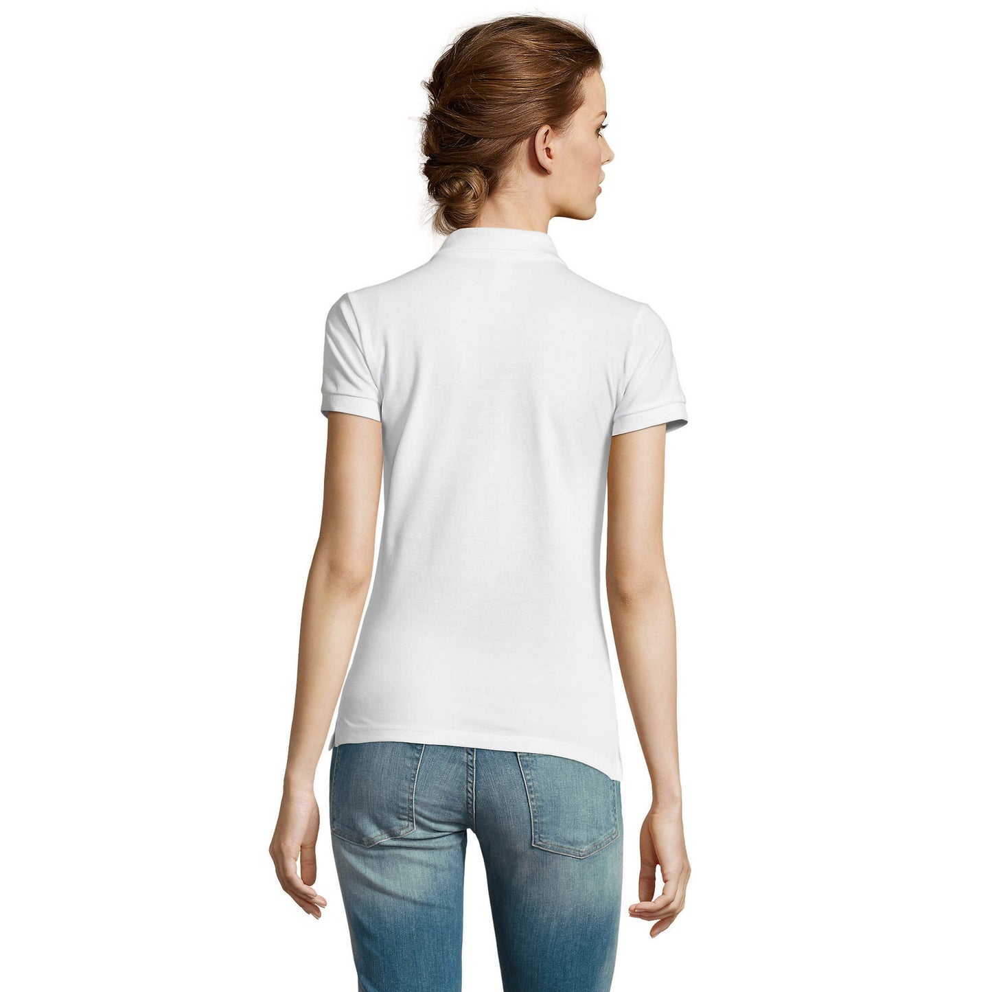 White - Lifestyle - SOLS Womens-Ladies People Pique Short-Sleeved Polo Shirt