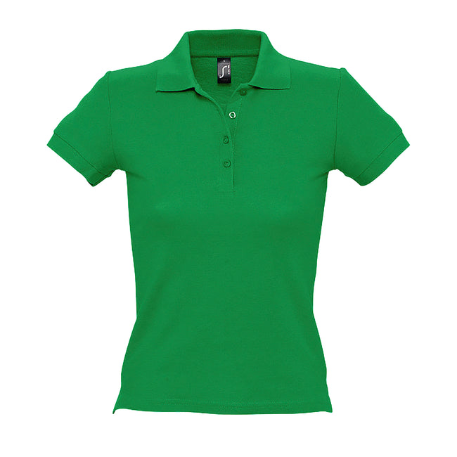 Kelly Green - Front - SOLS Womens-Ladies People Pique Short Sleeve Cotton Polo Shirt