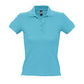 Blue Atoll - Front - SOLS Womens-Ladies People Pique Short Sleeve Cotton Polo Shirt
