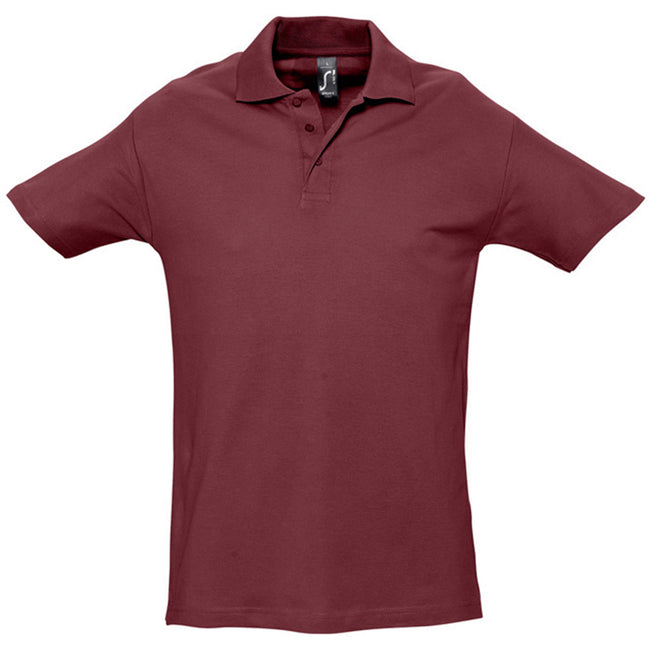 Burgundy - Front - SOLS Mens Spring II Short Sleeve Heavyweight Polo Shirt