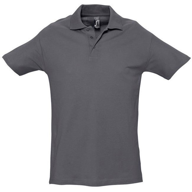 Mouse Grey - Front - SOLS Mens Spring II Short Sleeve Heavyweight Polo Shirt