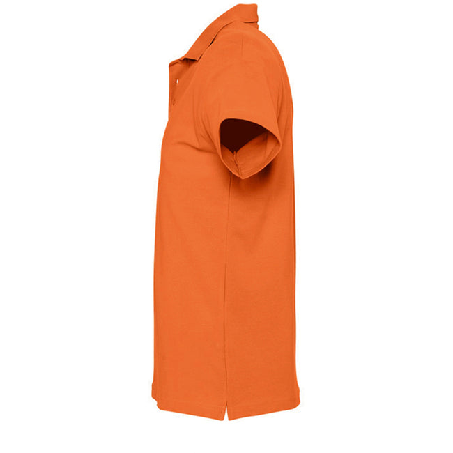 Orange - Side - SOLS Mens Spring II Short Sleeve Heavyweight Polo Shirt