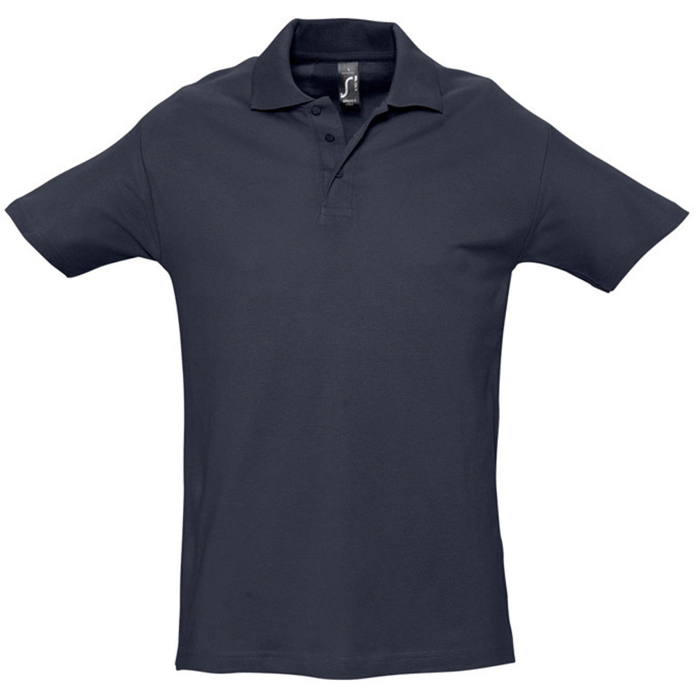 Navy - Front - SOLS Mens Spring II Short Sleeve Heavyweight Polo Shirt