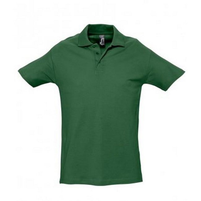Forest Green - Front - SOLS Mens Spring II Short Sleeve Heavyweight Polo Shirt