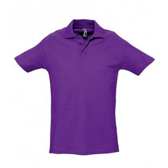 Dark Purple - Front - SOLS Mens Spring II Short Sleeve Heavyweight Polo Shirt