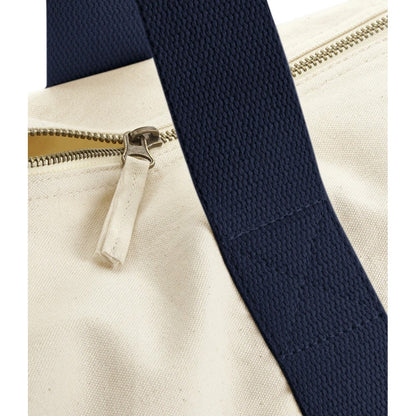 Natural-French Navy - Back - Westford Mill EarthAware Organic Barrel Bag