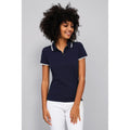 Navy-White - Back - SOLS Womens-Ladies Practice Tipped Pique Short Sleeve Polo Shirt