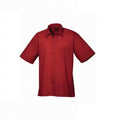 Burgundy - Front - Premier Mens Short Sleeve Poplin Shirt