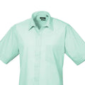 Aqua - Back - Premier Mens Short Sleeve Poplin Shirt