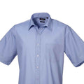 Mid Blue - Back - Premier Mens Short Sleeve Poplin Shirt