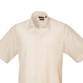 Natural - Back - Premier Mens Short Sleeve Poplin Shirt