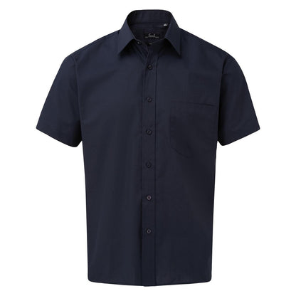 Navy - Front - Premier Mens Short Sleeve Poplin Shirt