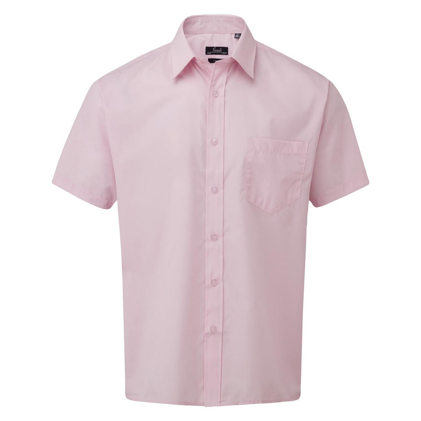 Pink - Front - Premier Mens Short Sleeve Poplin Shirt