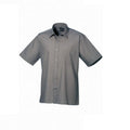 Dark Grey - Front - Premier Mens Short Sleeve Poplin Shirt
