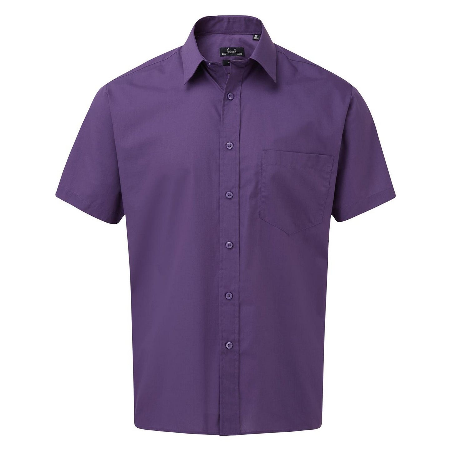 Purple - Front - Premier Mens Short Sleeve Poplin Shirt