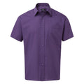 Purple - Front - Premier Mens Short Sleeve Poplin Shirt