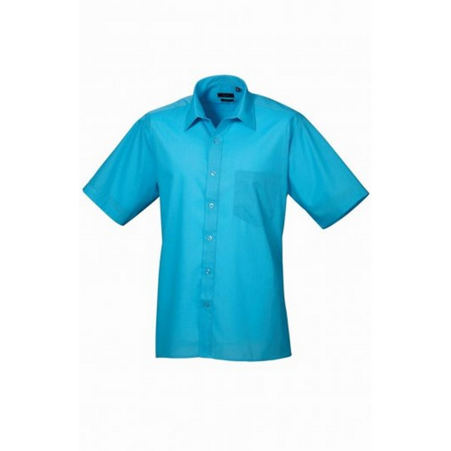 Turquoise - Front - Premier Mens Short Sleeve Poplin Shirt