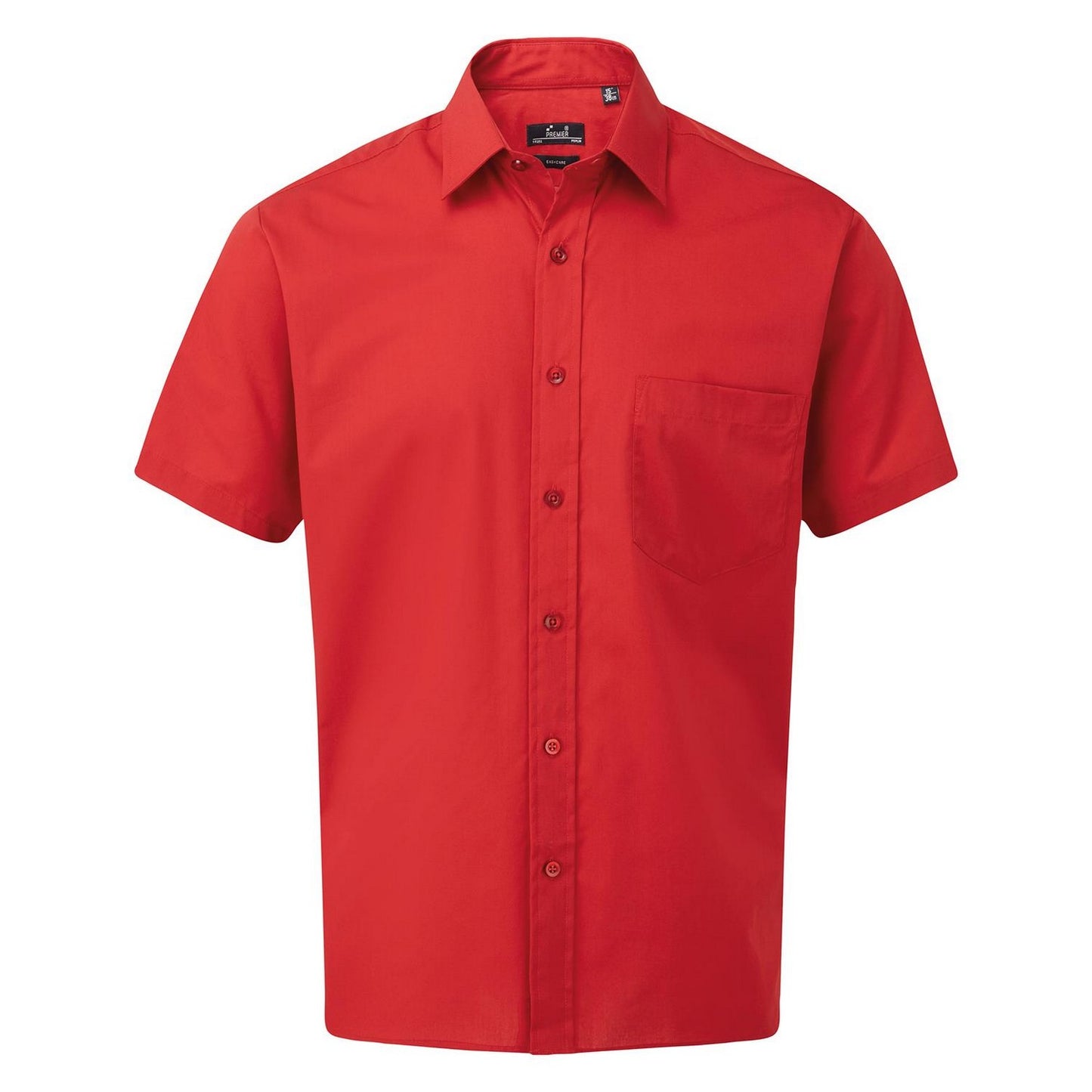 Red - Front - Premier Mens Short Sleeve Poplin Shirt