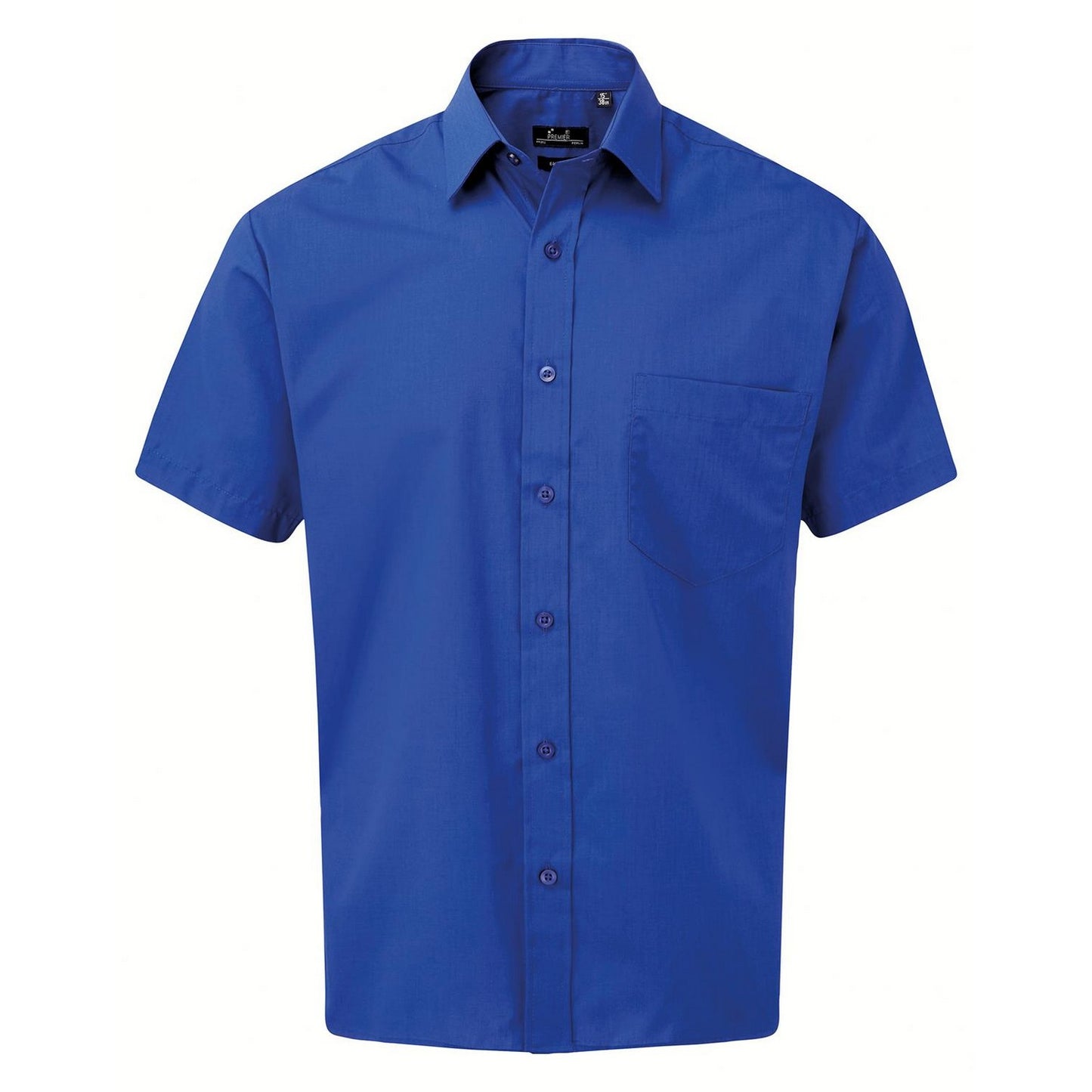 Royal Blue - Front - Premier Mens Short Sleeve Poplin Shirt