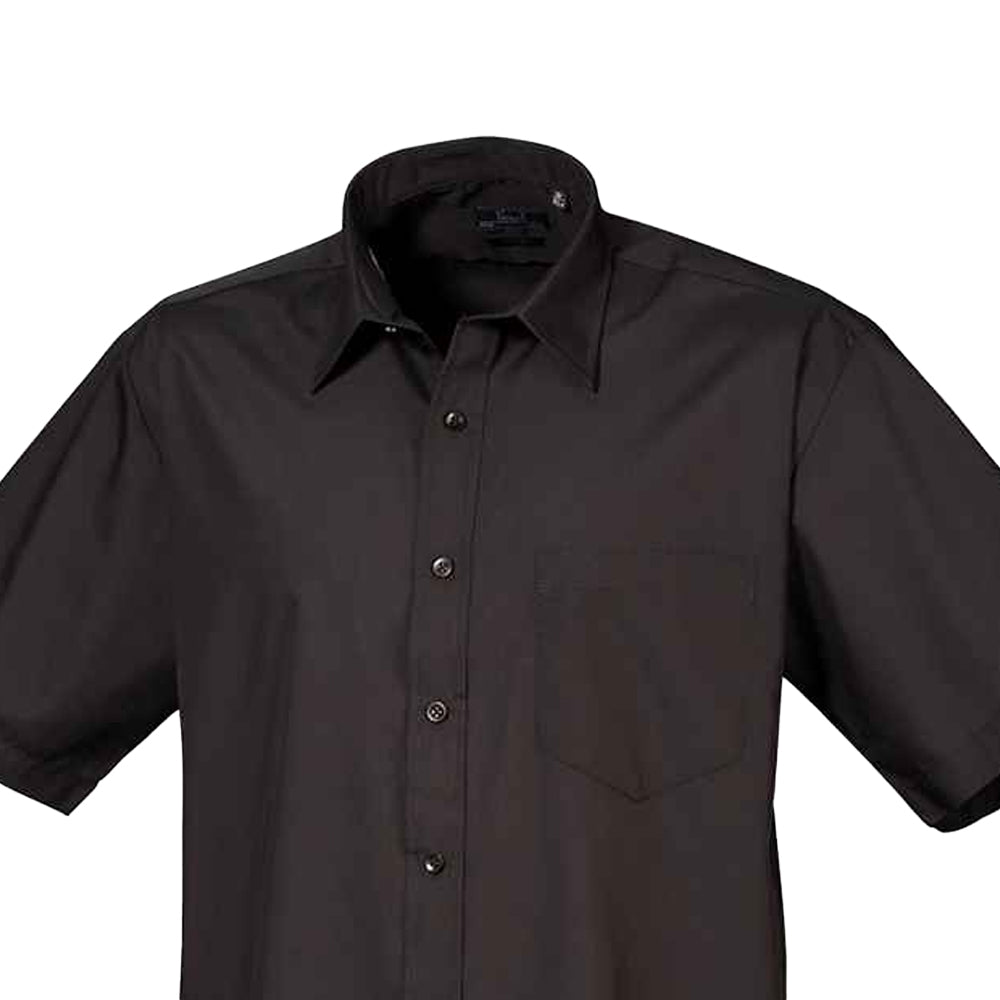 Black - Back - Premier Mens Short Sleeve Poplin Shirt