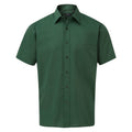 Bottle Green - Front - Premier Mens Short Sleeve Poplin Shirt