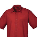 Burgundy - Back - Premier Mens Short Sleeve Poplin Shirt