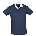 French Navy-White - Front - SOLS Prince Unisex Contrast Pique Short Sleeve Cotton Polo Shirt