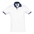 White-French Navy - Front - SOLS Prince Unisex Contrast Pique Short Sleeve Cotton Polo Shirt