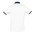 White-French Navy - Back - SOLS Prince Unisex Contrast Pique Short Sleeve Cotton Polo Shirt