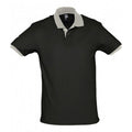 Black-Light Grey - Front - SOLS Prince Unisex Contrast Pique Short Sleeve Cotton Polo Shirt