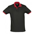 Black-Red - Front - SOLS Prince Unisex Contrast Pique Short Sleeve Cotton Polo Shirt