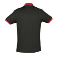 Black-Red - Back - SOLS Prince Unisex Contrast Pique Short Sleeve Cotton Polo Shirt